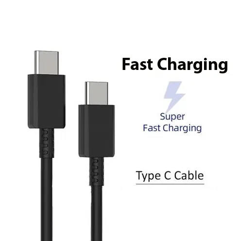 Samsung Cable Type C PD USB C To USB C 25/45W Super Fast Charging USB Cable - Black & White